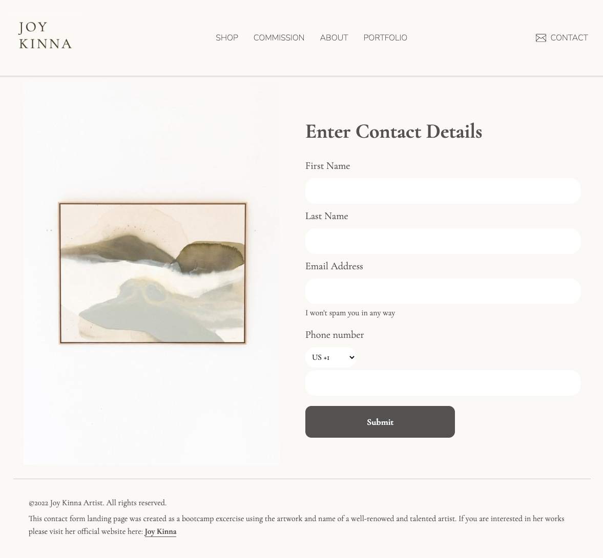 Contact form project Screenshot